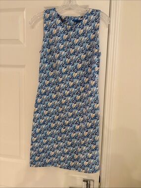 Sleeveless Printed Shift Skirt - Blue/White